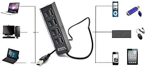 High speed mini 4 port usb hub usb 2.0 hub for laptop pc computer-black - T