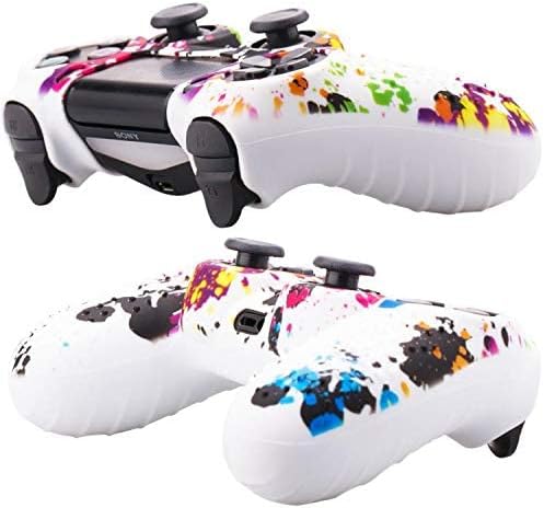 Jeecoo Silicone Cover for PlayStation 4 Controller with Pro Thumb Grips (White) - T