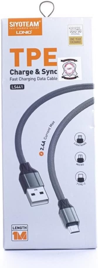 LDNIO LS441 Mobile Phone Cables 2.4A Fast Charging Micro USB Cable 1M - Grey - T
