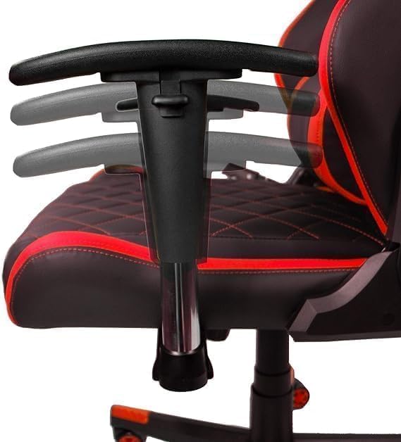 Alamal Leather Gaming Chair High Back Tilting Adjustable Arms and Back Support, Red - T