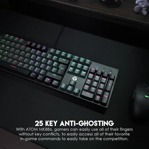 FANTECH ATOM MK886 RGB Mechanical Gaming Keyboard – BLUE Switch Black