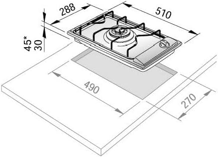 Elba Gas stove 30 cm - 2 gas burners - Stainless steel - Integrated electric - EN35-200XD - T