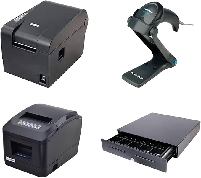 Bill Printer + BARCOD Printer + Barcode Reader + Cash Tray (x- printer k200 + x - printer235 + datalogic2100 + cash drawer) - T