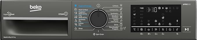 Beko 8kg Front Load Washing Machine With 5kg dryer - 1400 RPM - Pro Smart Inverter & Steam Cure - Bluetooth - Iron Finish - Digital Display - Manhattan Grey - BWD08520MCI - T