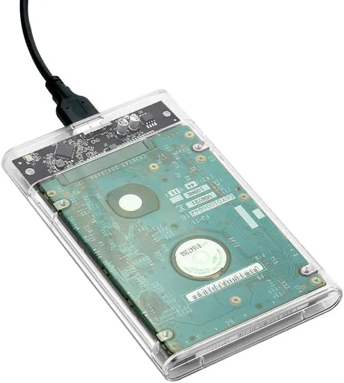 KingData SSD HDD Hard Drive Enclosure 2.5" inch SATA III USB 3.0 Caddy Case External Reader Laptop Fast Data Trasfer UASP Cable Included Tool-Free LED Indicator Clear - T