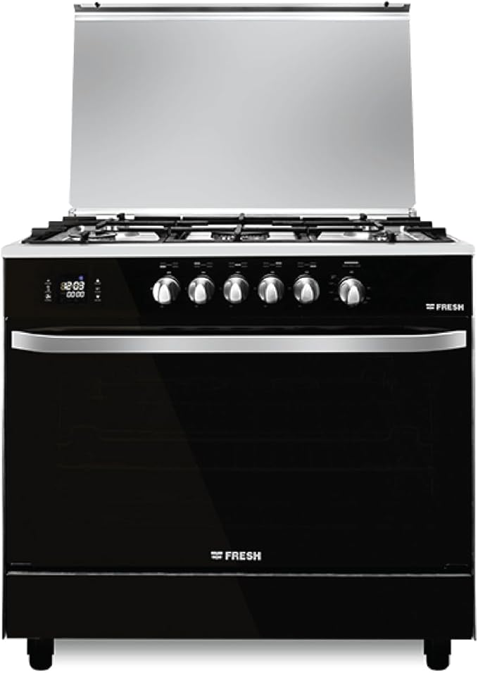 Fresh gas cooker hammer 90 * 60 cm, 5 burners, full safety, black - 13914 - T