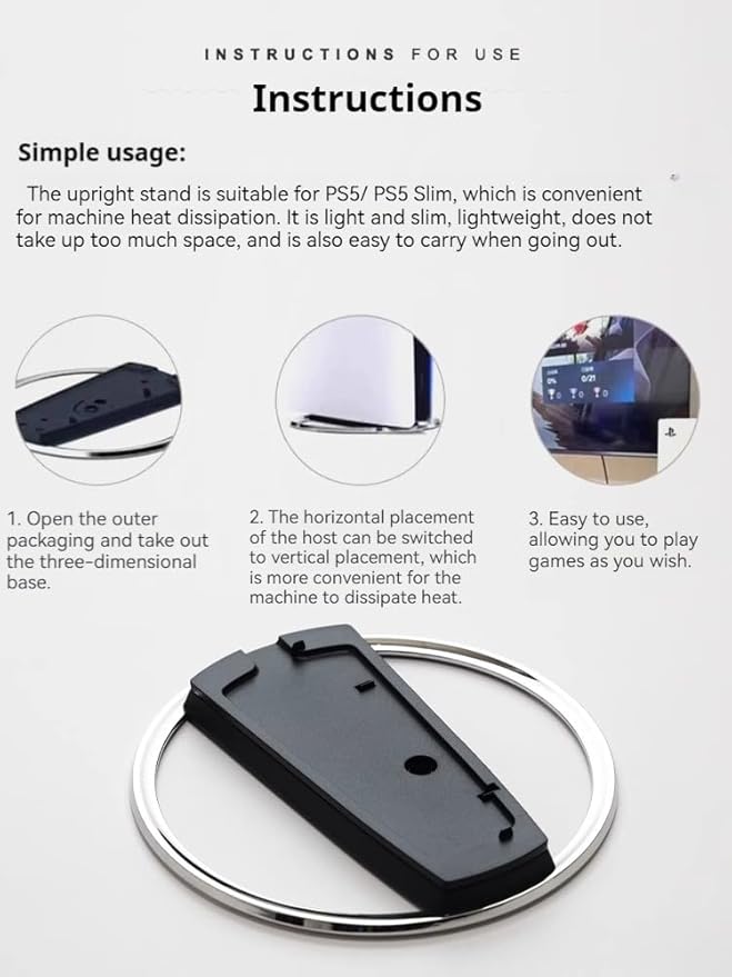 LOKYOYO Vertical Stand for PS5/ PS5 Pro Consoles, Compatible with Playstation 5 Slim, Metal Upright Base Anti-Slip Holder for PS5 Slim & PS5 Disc/Digital Console - T