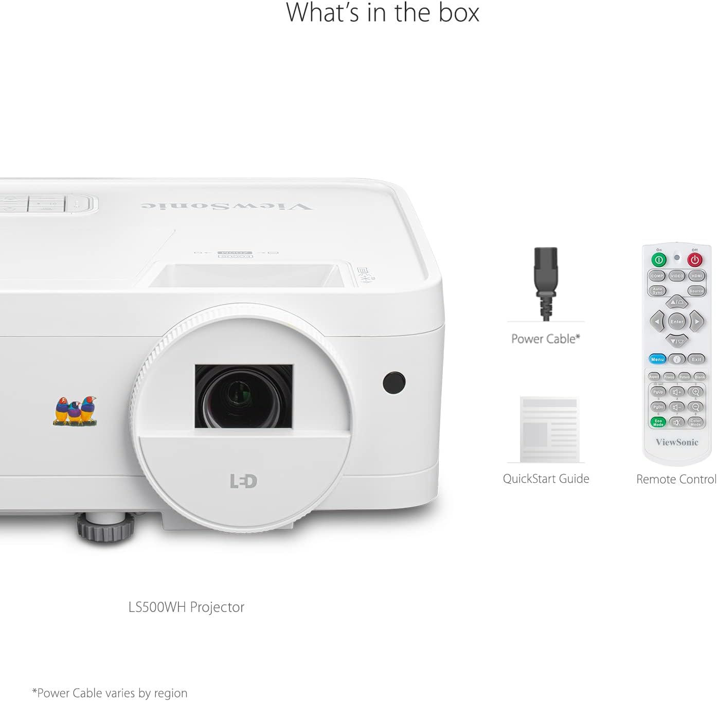 ViewSonic LS500WH 3000 Lumens WXGA LED Projector, Auto Power Off, 360-Degree Orientation for Business and Education - T