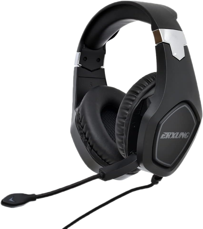 Erxung j20 high quality rgb gaming surrounding headset with noise cancelation microphone usb+3.55mm jack for pc & playstation - black, Wired Headphones Headset - T