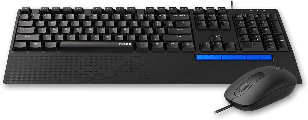 Rapoo NX2000 Wired USB Mouse and keyboard Black -Arabic - T