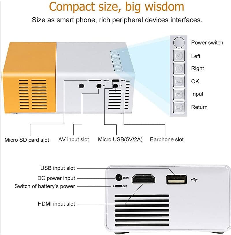 Portable Mini projectors LED Micro Projector 1080P Home Party Meeting Theater Projector(2020 Upgraded Version), Wi-Fi - T
