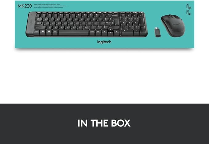 Logitech MK220 Wireless Keyboard And Mouse Combo (English & Arabic Layout) - Compact Size - Long Battery Life 24 Month For Keyboard and 12 Month for Mouse - T