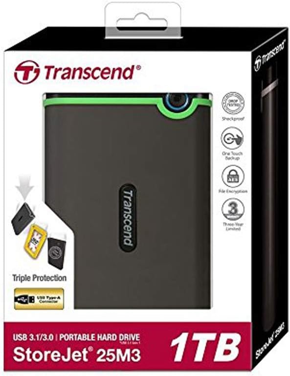 Transcend_Slim Portable Hard Drive Storage USB 3.1_StoreJet 25M3-1TB - T