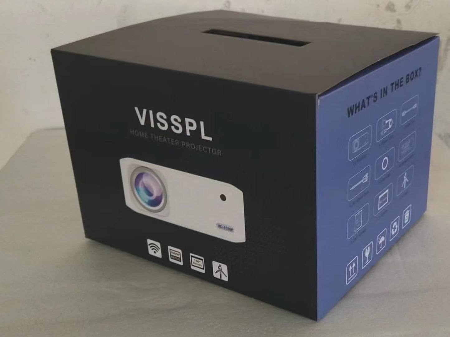 5G WiFi Bluetooth Projector 4K Supported, VISSPL Native HD 1080P 15000 Lux Projector with 100"Screen and Tripod, 6D/4P Keystone, 300" Display,PPT, Outdoor Home Movie Projector for Android/iOS etc - T