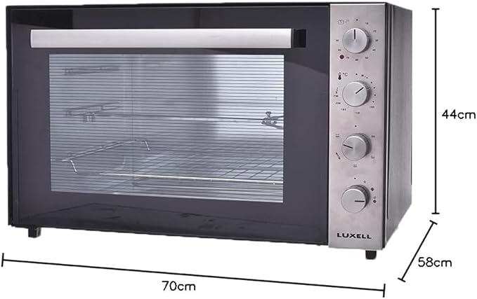 Luxell 9345 Convection Oven 70 Litres with Grill and Fan 2000 Watt - Black - T