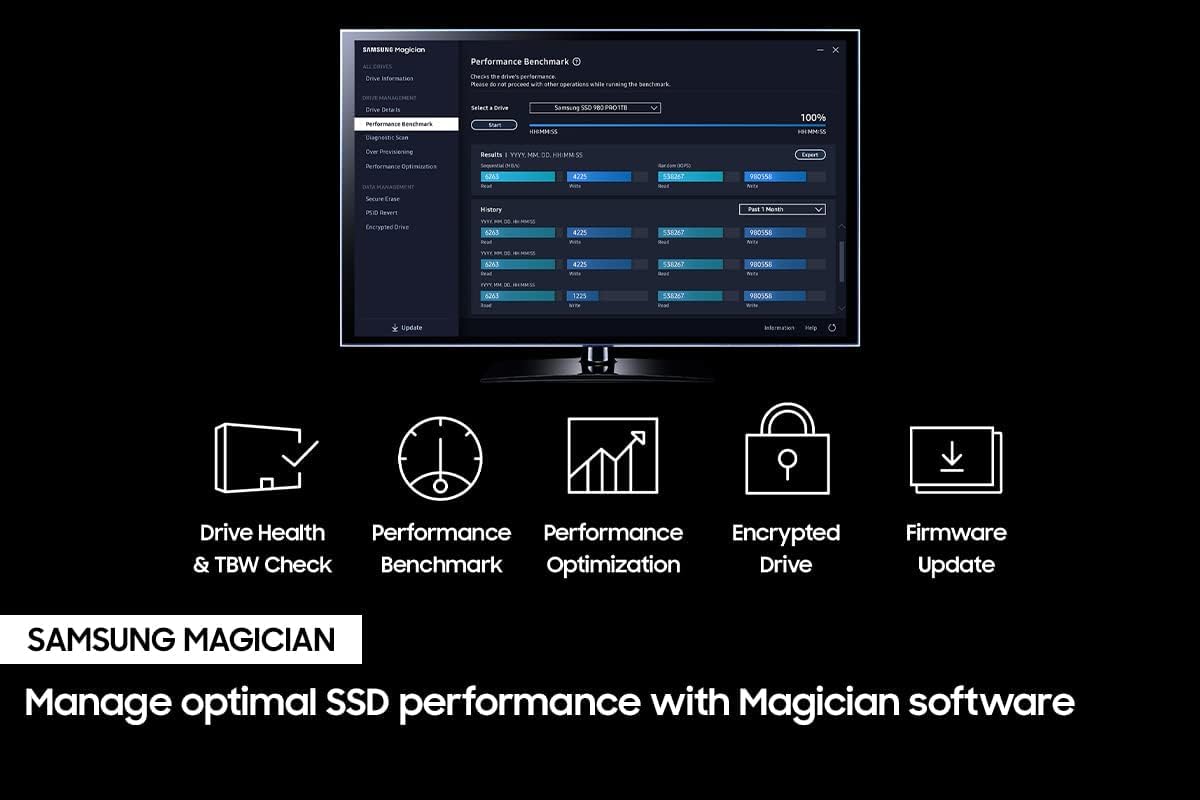 SAMSUNG 980 PRO 1TB PCIe NVMe Gen4 Internal Gaming SSD M.2 (MZ-V8P1T0B) - T