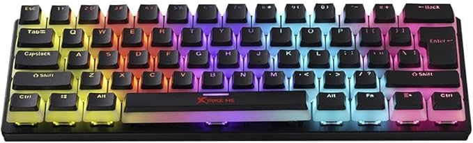 XTRIKE ME GK985P 60% Pudding Gaming Mechanical Keyboard - Blue Switches - Rainbow LED Lighting - PBT Key Caps - English Only Keys, USB - T
