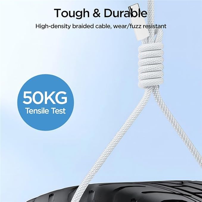 Joyroom S-A45 Ben Series 60W Braided Fast Charging Type-C to Type-C Data Cable, 1 Meter Length, White - T