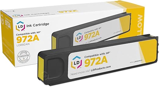 LD Products Compatible Ink Cartridge Replacements for HP 972A L0R92AN (Single Yellow) Compatible with The following HP Printer Model HP PageWide Pro 300 - T