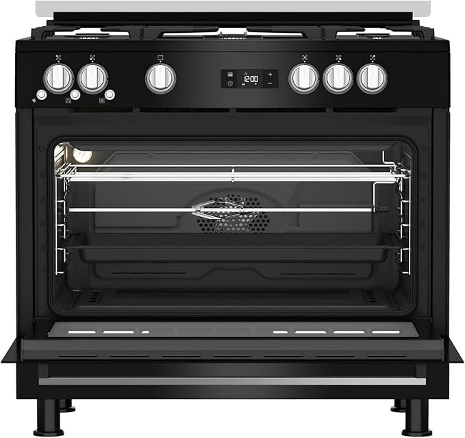 Beko Gas stove 90 cm With Gas Grill - 5 Burners - Ovan Capacity 111 L - Cooling & heating fan - Black - GGR 15325 FX NBE - T