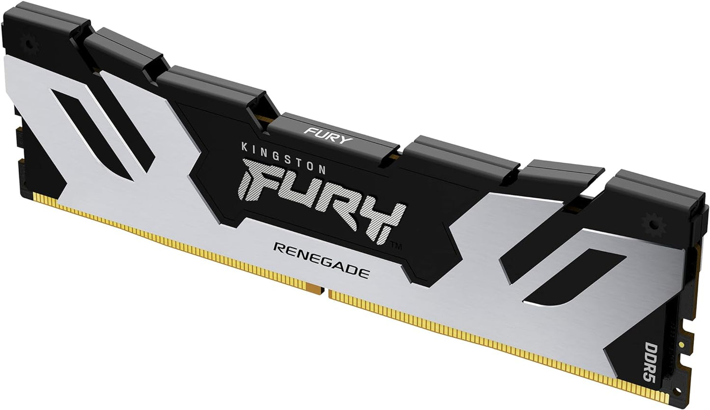 Kingston Fury Renegade DDR5 Silver/Black XMP 16GB 7200MT/s CL38 DIMM Desktop Gaming Memory - KF572C38RS-16 - T