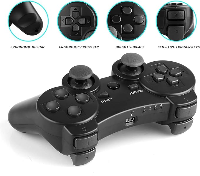 Zexrow Wireless Controller for Play-station 3, Gamepad Joystick for PS3 with USB Charger Cable Cord - T