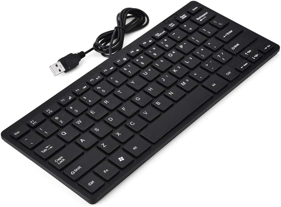 78 Keys Ultra Thin Mini USB Wired Keyboard for Desktop Computer Laptop PC (Black) - T