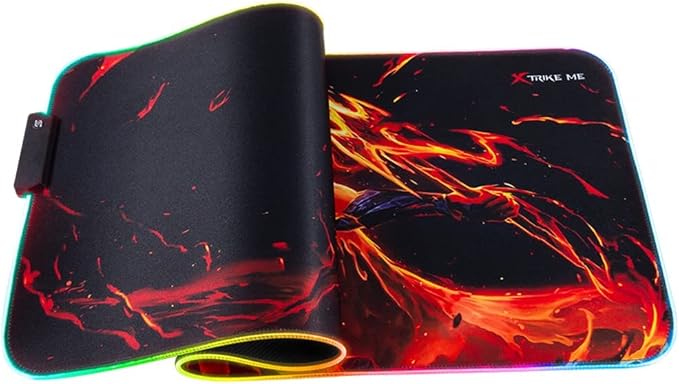 XTRIKE ME MP605 RGB Gaming Mouse Pad - Size 800 X 300 x 3mm - Extended Size For Keyboard & Mouse - Speed Edition With Stitched Edges - T