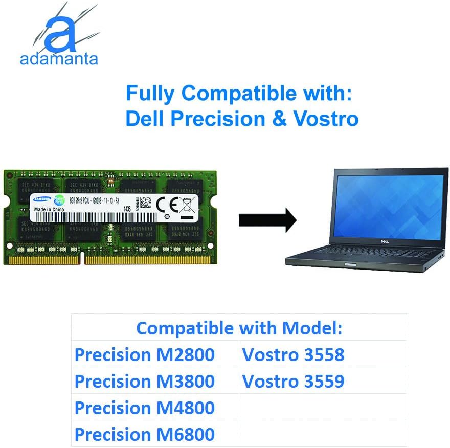 Factory Original 8GB (1x8GB) Compatible with Dell Alienware, Inspiron, Latitude, Optiplex, Precision, Vostro DDR3L 1600Mhz PC3L-12800 SODIMM 2Rx8 CL11 1.35v Laptop Notebook Memory Upgrade RAM - T