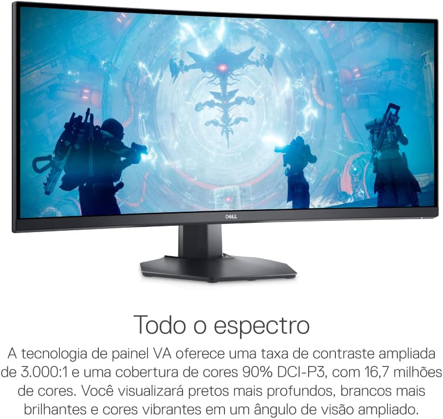 Dell Curved Gaming, 34 Inch Curved Monitor with 144Hz Refresh Rate, WQHD (3440 x 1440) Display, Black - S3422DWG - T