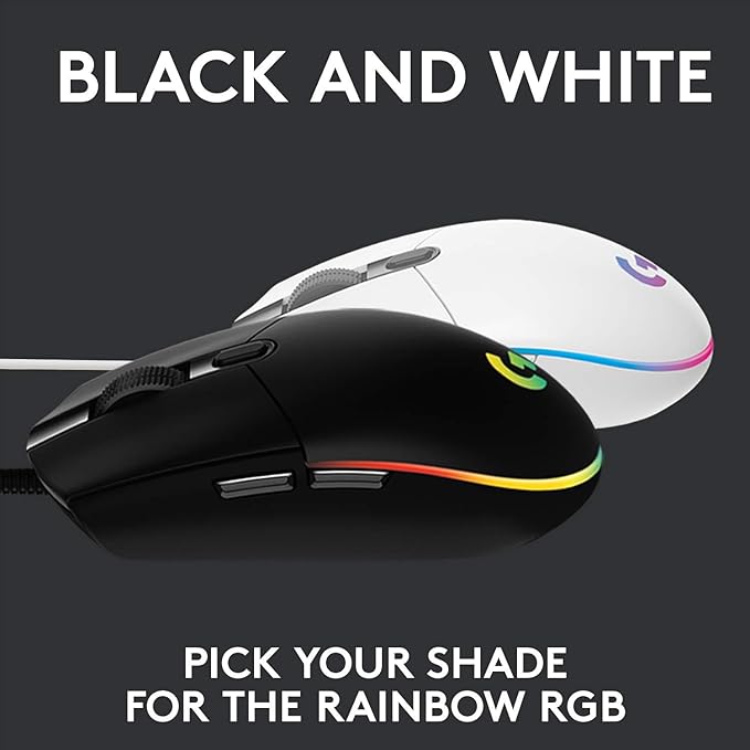 Logitech G102 Light Sync Gaming Mouse with Customizable RGB Lighting, 6 Programmable Buttons Light Weight (Black) - T