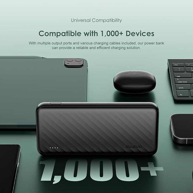 Oraimo Slice Link 10000mAh Powerbank 12W Fast Charging, Built-in 3 Charging Cables,Multi-Layer Protection - T