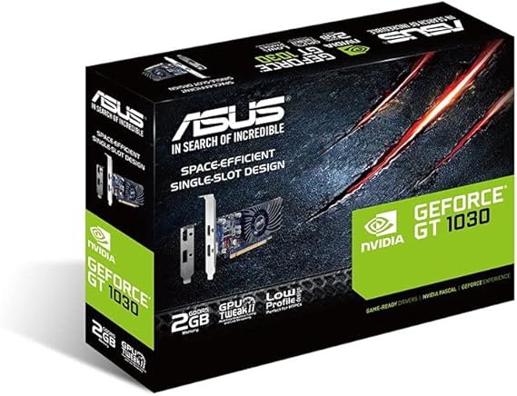ASUS PH-GT1030-O2G GeForce GT 1030 2GB Phoenix Fan OC Edition HDMI DVI Graphics Card - T