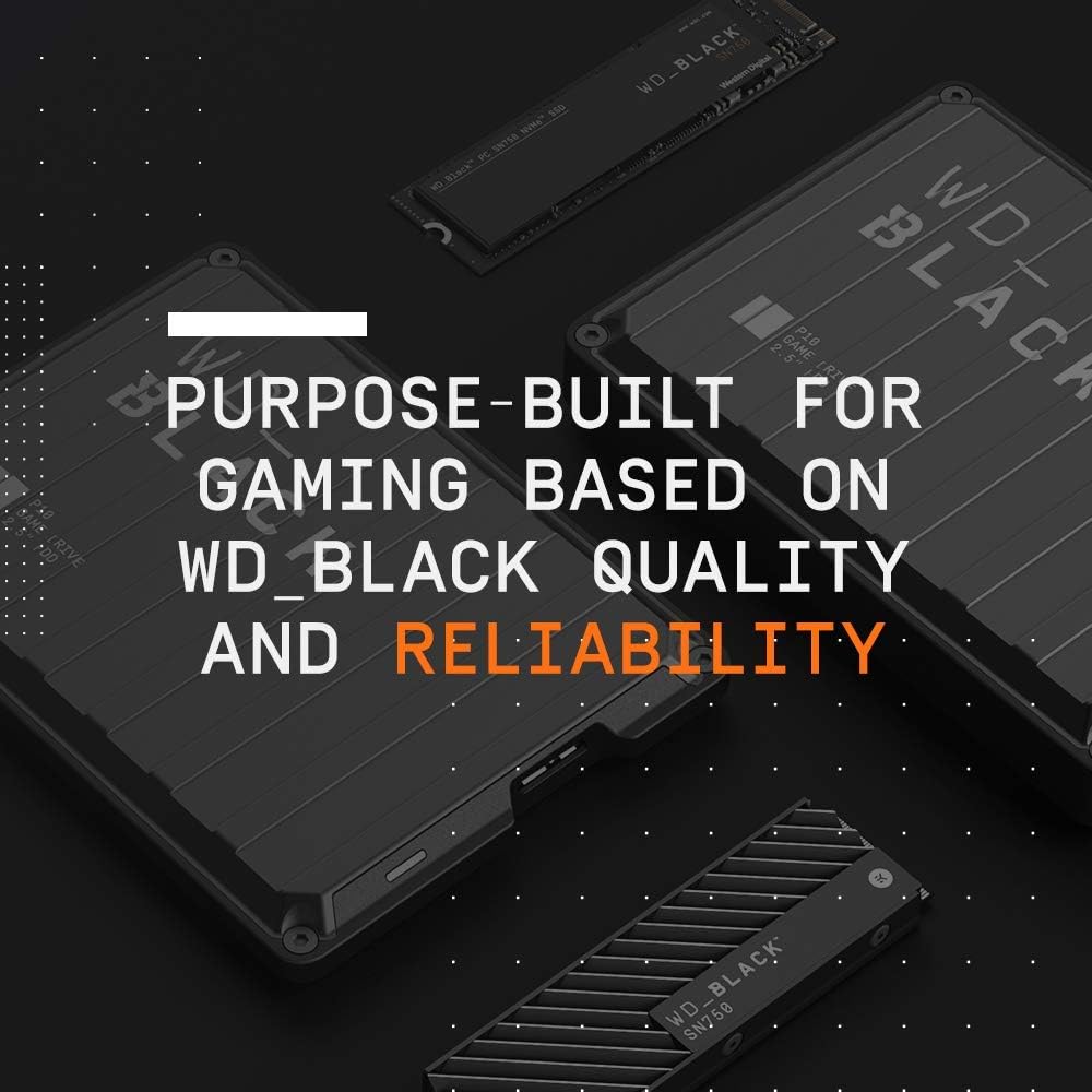 WD_BLACK P10 Game Drive 4TB - for On-The-Go Access To Your Game Library - Works with Console or PC - T
