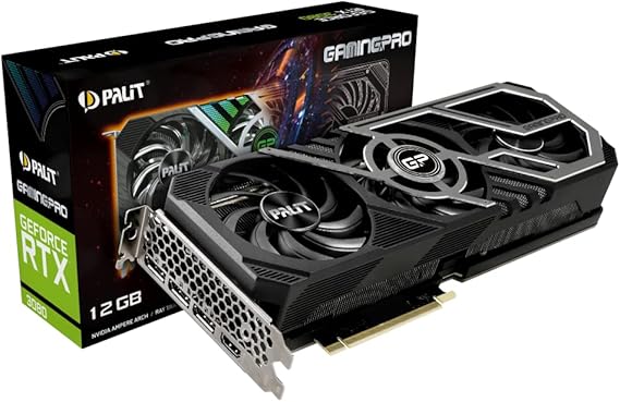Palit GeForce RTX 3080 GamingPro 12 GB GDDR6X Ray-Tracing Graphics Card, 8704 Core, 1440MHz GPU, 1740MHz Boost, 3 x DisplayPort, HDMI, Advanced TurboFan 3.0 - T