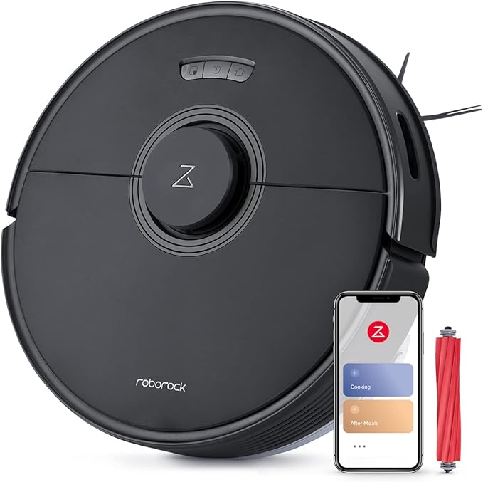 Roborock Q7 Max Robot Vacuum Cleaner with Mop, 4200Pa Strong Suction, Lidar Navigation, Multi-Level Mapping, No-Go&No-Mop Zones, 180mins Runtime, Works with Alexa, Perfect for Pet Hair(Black) - T