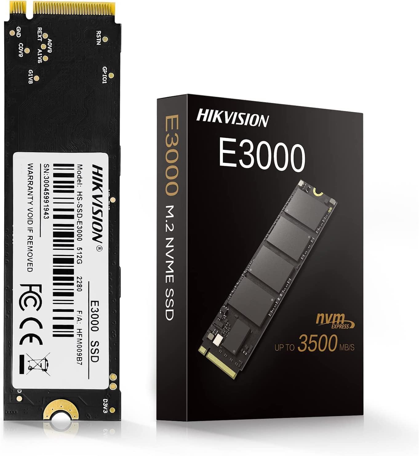 Hikvision E3000 Internal NVMe PCIe M.2 SSD 256GB, Internal Solid State Drive, Gen 3x4, 2280, 3D NAND Flash Memory, Up to 3500MB/s Read Speed - T