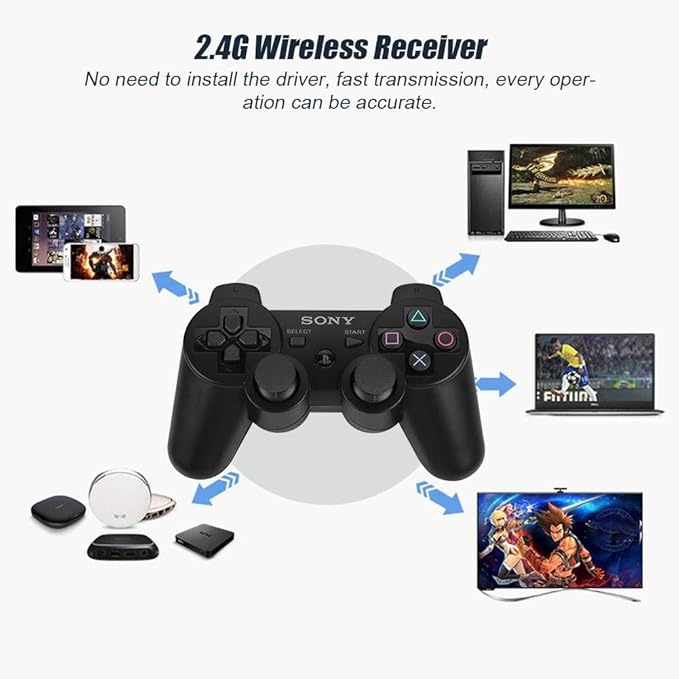 Wireless Bluetooth Gamepad Game Controller Full-featured Game Handle For PS3 (Black) - T