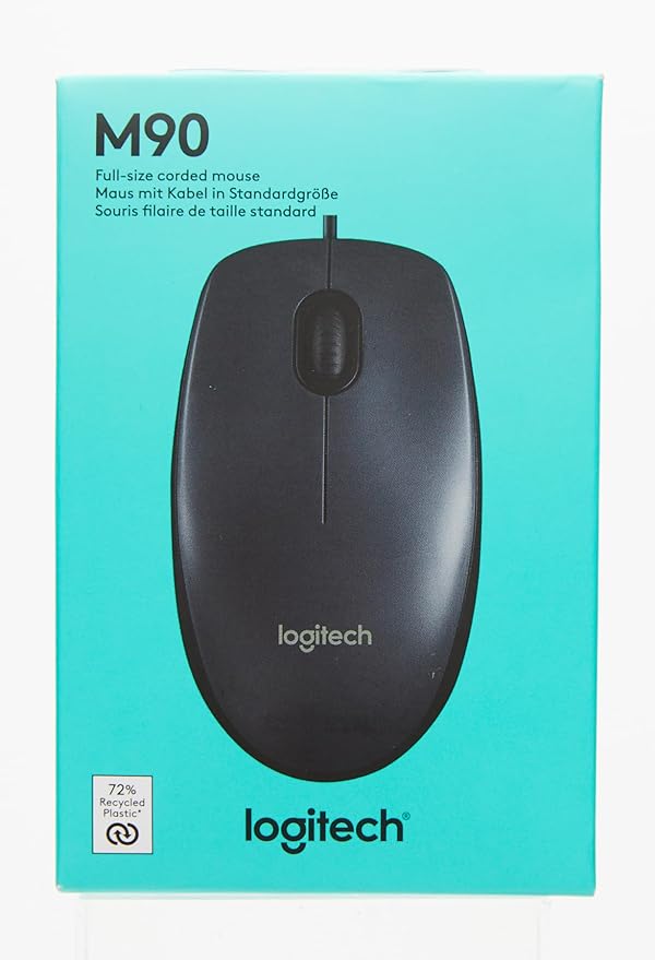 Logitech M90 Optical Wired Mouse - Black - T