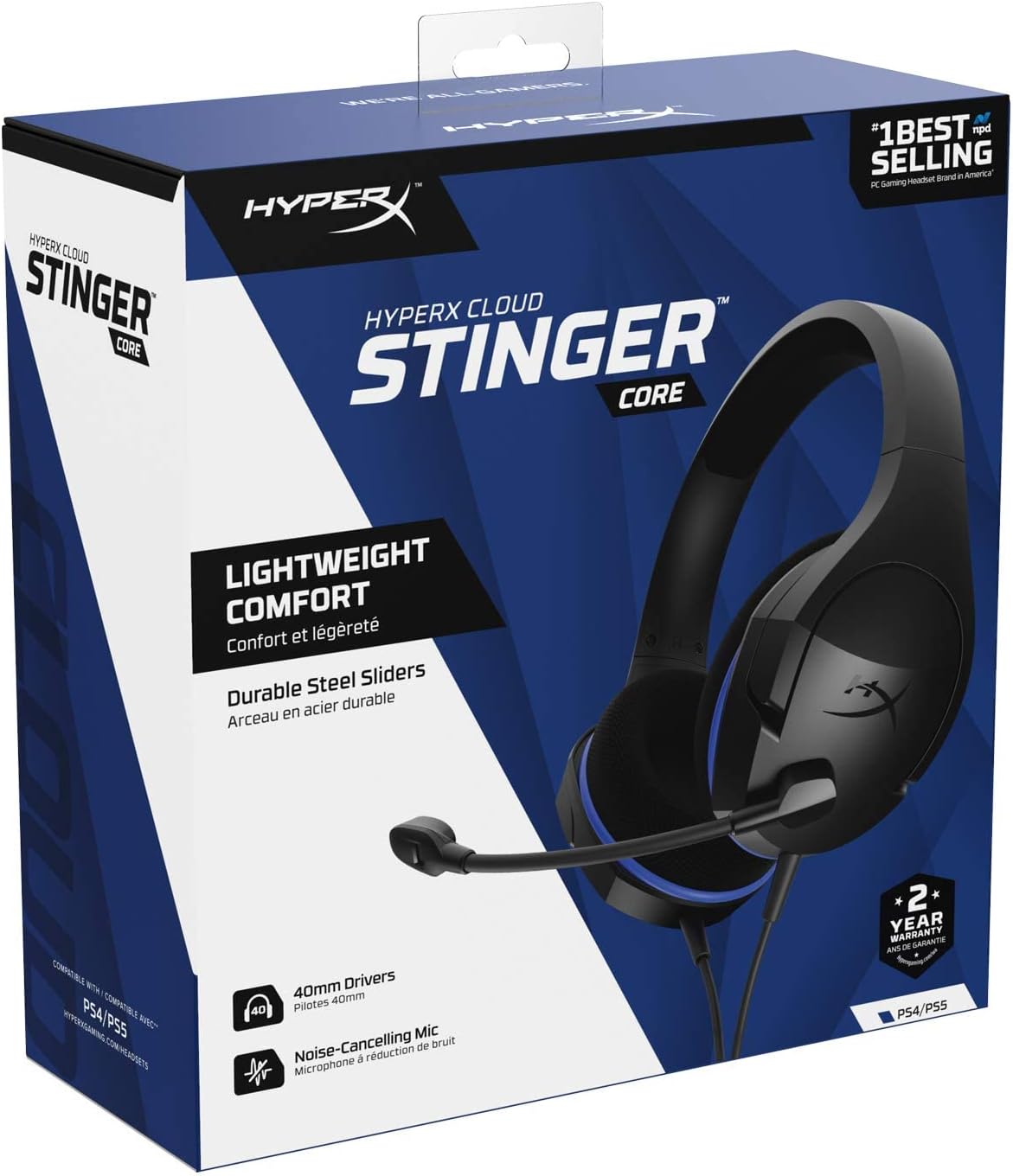 HyperX Cloud Stinger Core - Gaming Headset for PlayStation 4 and PlayStation 5, Over-Ear Wired Headset with Mic, Passive Noise Cancelling, Immersive In-Game Audio, In-Line Audio Control, Black - T