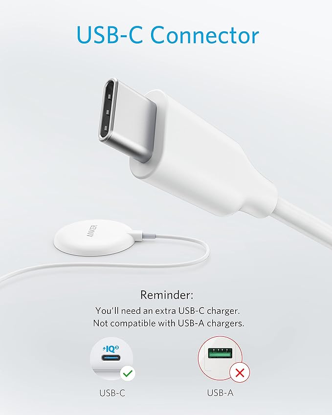 Anker 313 Magnetic Wireless Charger (Pad), with 5 ft Built-In USB-C cable, PowerWave Magnetic Pad Lite Only for iPhone 13/13 Pro / 13 Pro Max / 13 mini/iPhone 12/12 Pro / 12 mini (No AC Adapter) - T