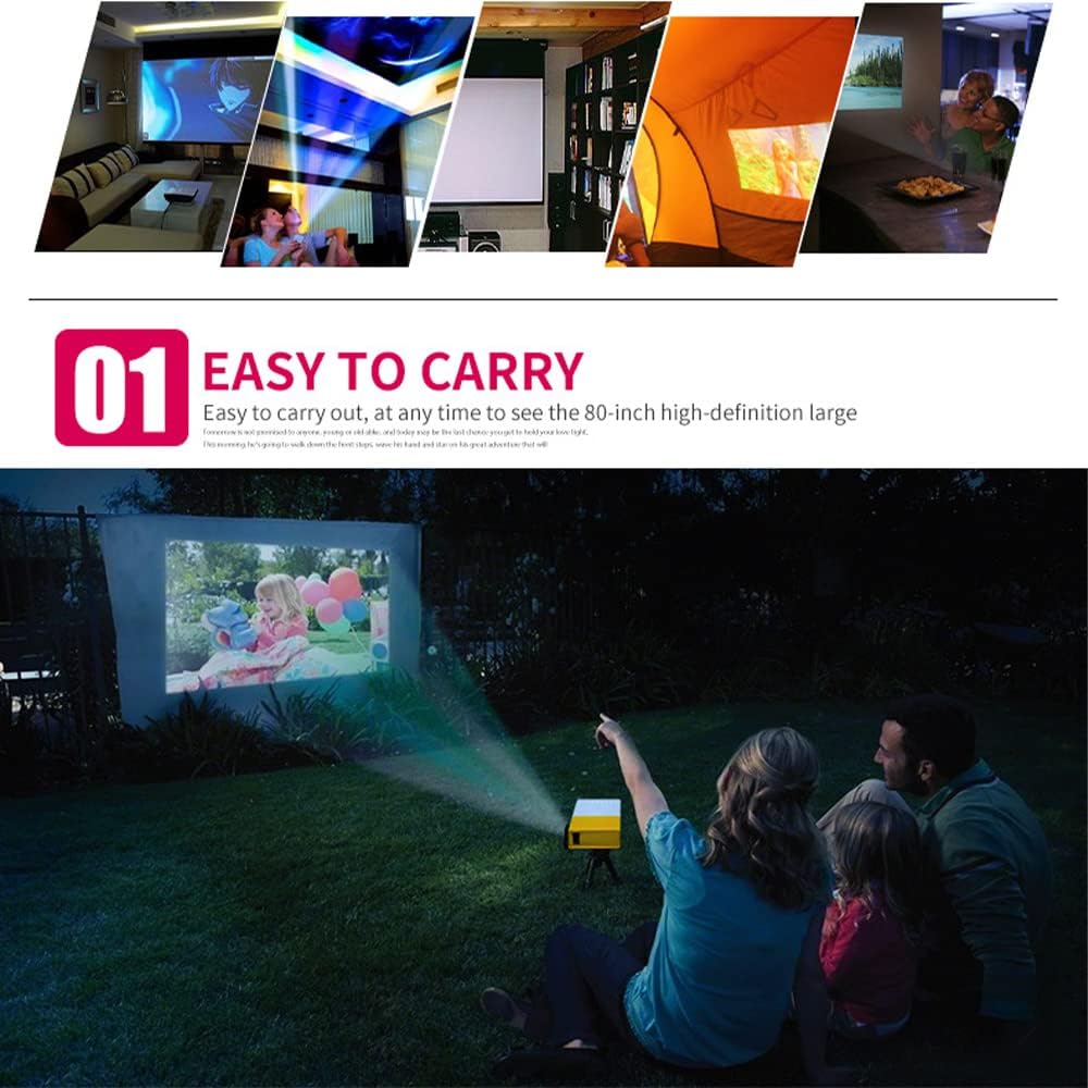 Arabest Mini Projector, LED Portable Projector, Smart Home Projector, 1080P Supported Outdoor Projector, Movie Projector Compatible with HDMI, USB, TF Card, AV and Remote Control(UK Plug) - T