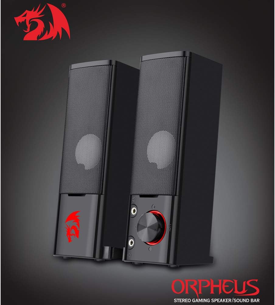 Redragon GS550 Orpheus PC Gaming Speakers, 2.0 Channel Stereo Desktop Computer Sound Bar with Compact Maneuverable Size - T