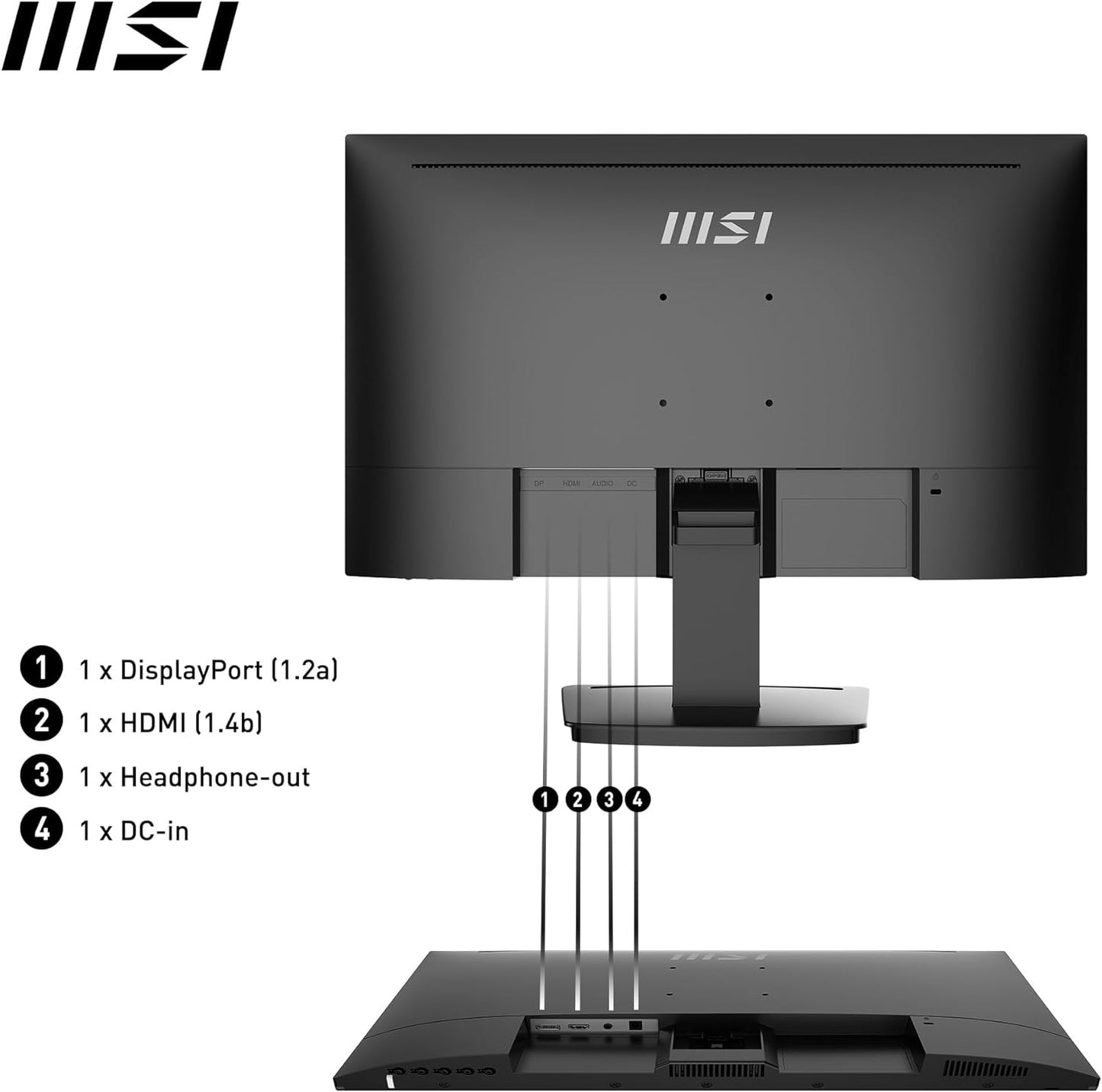 MSI PRO MP243X 23.8 Inch 1920 x 1080 Full HD Monitor Ergonomic Design, Blue Light Reduction, Seamless Connectivity - T