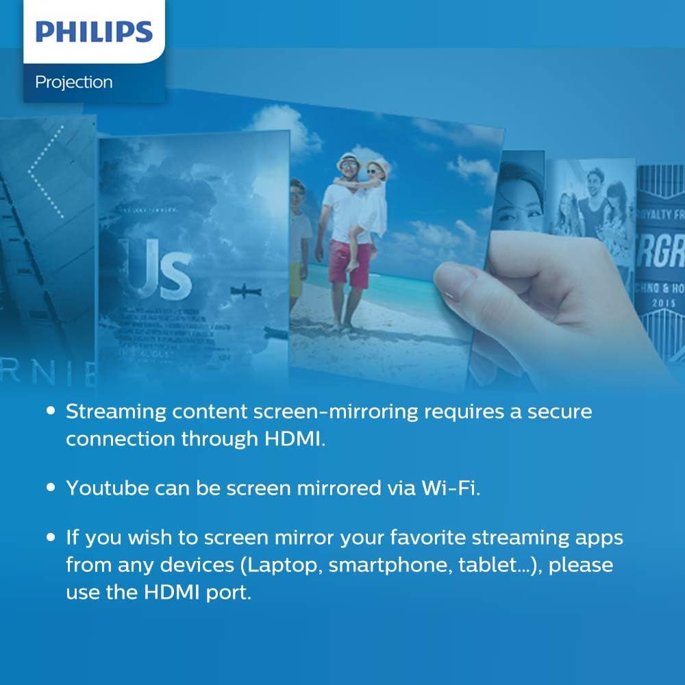Philips NeoPix Easy Mini Projector Professional Portable for Home/Business - 80 "1080p FHD LED Stereo Speakers 2600 lumens Total Connectivity HDMI USB MicroSD (20 years duration) - T