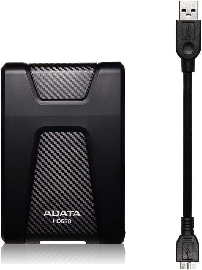 ADATA HD650 1TB USB3.0 High Speed Triple-Layer Anti-Shock Outdoor Style Ruggedize External Hard Drive, Black (AHD650-1TU3-CBK) - T