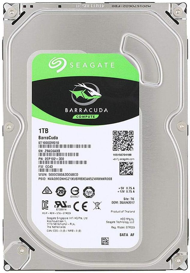 Seagate BarraCuda 1TB Internal Hard Drive HDD – 3.5 Inch SATA 6 Gb/s 7200 RPM 64MB Cache for Computer Desktop PC (ST1000DM010) - T
