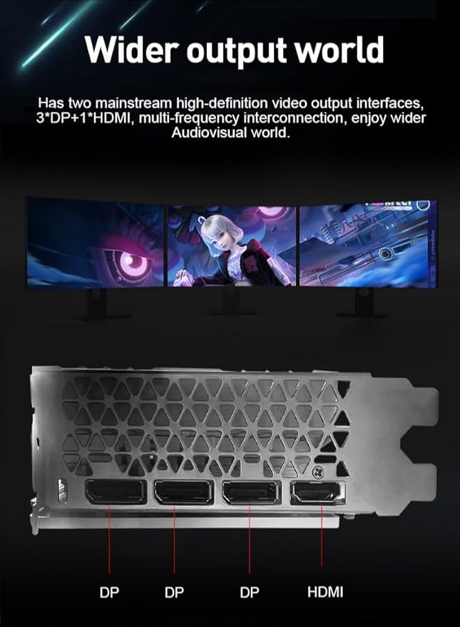 JIESHUO AMD RX 580 8GB GPU 256bit 8Gbps DP/HDMI PCI Express 3.0 16X Desktop Computer Graphics Card fro Gaming PC(RX 580 8G) - T