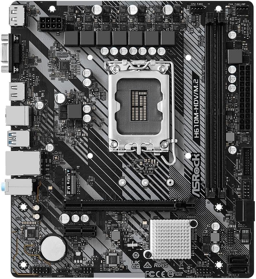 ASRock Intel H610 LGA 1700 Micro ATX DDR4 Motherboard - T