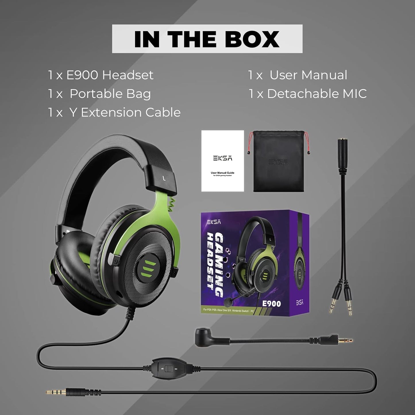 EKSA E900 Gaming Headset - Xbox Headset with Noise Canceling Microphone, 50MM Speaker, Lightweight and Comfortable, Wired Gaming Headphones Compatible with PC, PS4, PS5, Xbox One, Switch, Laptop - T